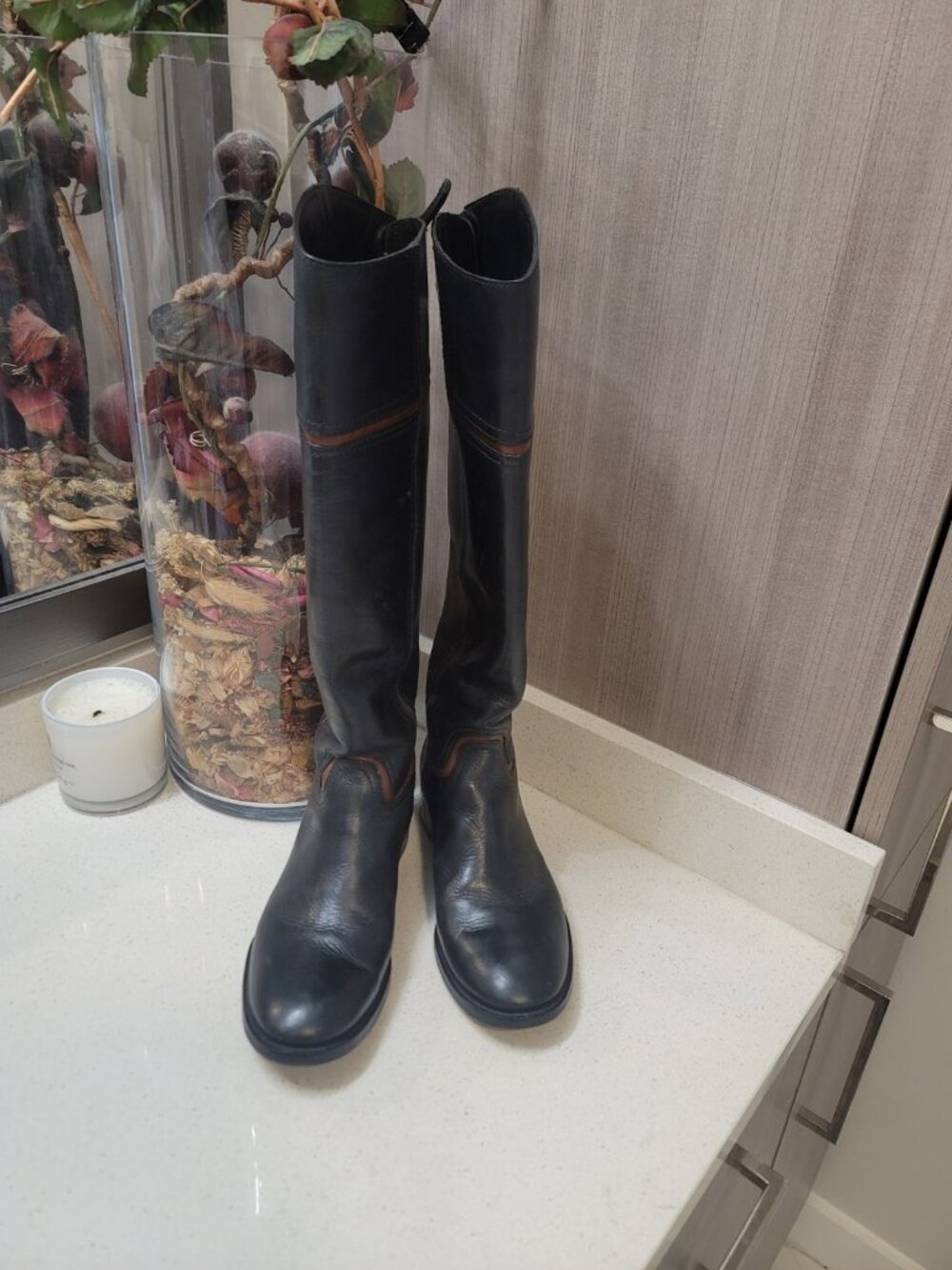 Tory Burch Juliet Riding Leather Riding Boots Black Sz 5.5 M - Picture 2 of 11